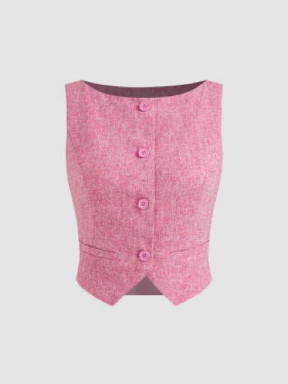 Cider Pink Tweed Button-Front Crop Camisole Top Womens Size XL/10